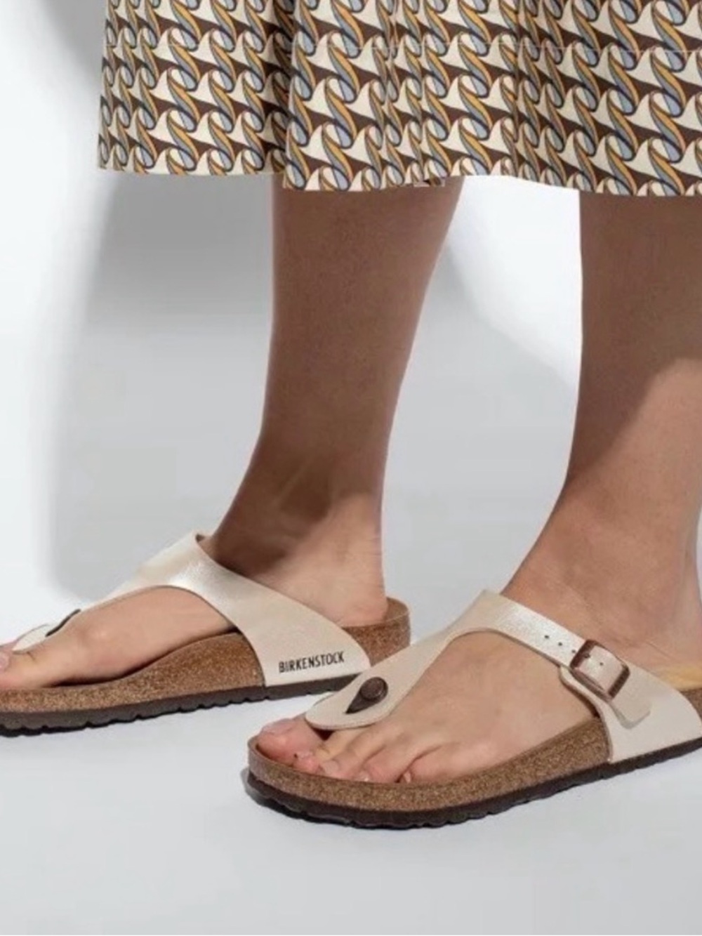 Birkenstock Gizeh Silver T-Strap Thong Sandals Silver Grey